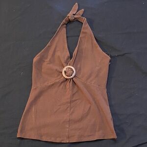 Jones New York Brown Halter Camisole with Ring Detail
